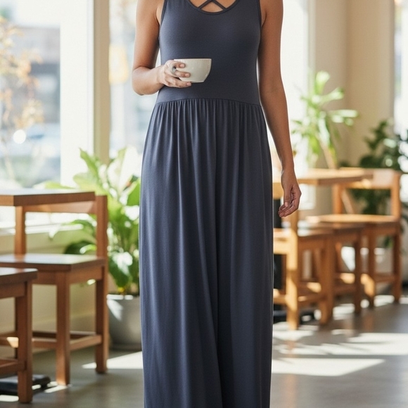 Chic Sleeveless Periwinkle Maxi Dress - Picture 2 of 6